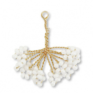 Colgantes de abalorios de cristal flor Dorado-blanco