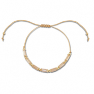 Pulseras trendy abalorios mixtas Marr&oacute;n claro-dorado