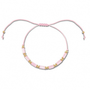 Pulseras trendy abalorios mixtas Rosa claro-dorado