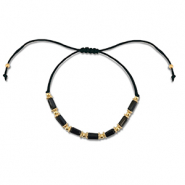 Pulseras trendy abalorios mixtas Negro-dorado