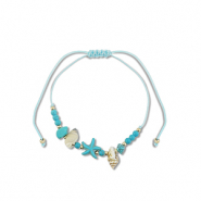Pulsera tobillera trendy abalorios mixtas Turquesa-dorado