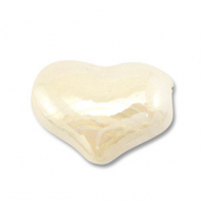 Abalorios de cer&aacute;mica griega DQ coraz&oacute;n Blancuzco