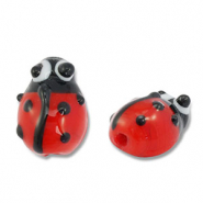 Abalorios de vidrio pintados a mano mariquita Rojo-negro-blanco