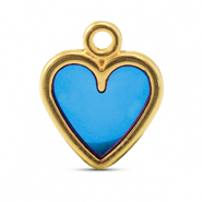 Colgantes met&aacute;licos DQ coraz&oacute;n Azul-Dorado (sin n&iacute;quel)