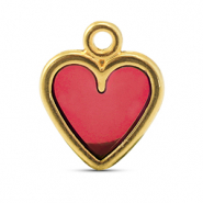 Colgantes met&aacute;licos DQ coraz&oacute;n Rojo-Dorado (sin n&iacute;quel)