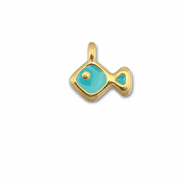 Colgantes met&aacute;licos DQ pez Azul turquesa-Dorado (sin n&iacute;quel)