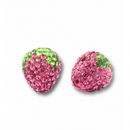 Abalorios acr&iacute;licos con strass fresa Rosa-verde claro