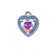 Metal TQ lat&oacute;n colgante coraz&oacute;n Plateado-azul-cubierta AB
