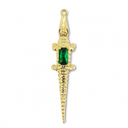 Metal TQ lat&oacute;n colgante cocodrilo Dorado-verde oscuro