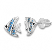 Metal TQ lat&oacute;n pendiente pez Plateado-azul claro