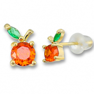 Metal TQ lat&oacute;n pendiente manzana Dorado-naranja c&aacute;lido-verde