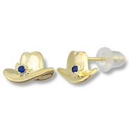 Metal TQ lat&oacute;n pendiente sombrero vaquero Dorado-azul oscuro
