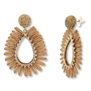 Pendientes rafia trendy gota Marr&oacute;n-marr&oacute;n claro-dorado