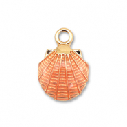 Colgantes met&aacute;licos esmalte conchas Dorado-melocot&oacute;n rosa