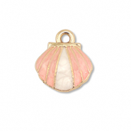 Colgantes met&aacute;licos esmalte conchas Dorado-rosa claro-blanco
