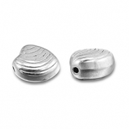 Abalorios Acero Inox concha Plateado