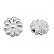 Abalorios Acero Inox flor Plateado