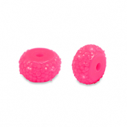 Abalorios de resina rondeles 6mm Rosa ne&oacute;n