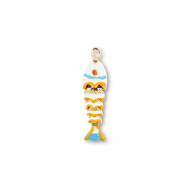 Metal TQ lat&oacute;n colgante pez Dorado-blanco-amarillo-azul claro