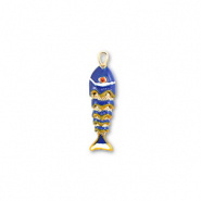Metal TQ lat&oacute;n colgante pez Dorado-azul-amarillo-blanco