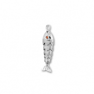 Metal TQ lat&oacute;n colgante pez Plateado-naranja
