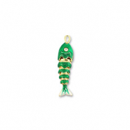 Colgantes de lat&oacute;n Eco-brass&reg; pez Dorado-verde-blanco