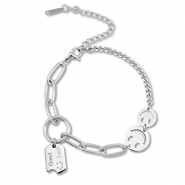 Pulseras Acero Inox smiley Plateado