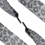 Cord&oacute;n de zapato trendy de organza leopardo Gris-negro