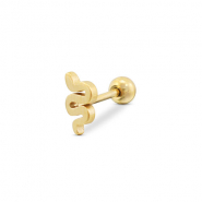 Piercing oreja Acero Inox serpiente Dorado