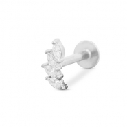 Piercing oreja Acero Inox hoja Plateado