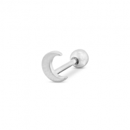 Piercing oreja Acero Inox luna Plateado