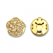 Cubrebotones de lat&oacute;n Eco-brass&reg; zirc&oacute;n flor Dorado-cristal