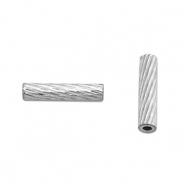 Abalorios Acero Inox tubo 8mm Plateado
