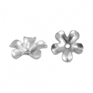 Fornituras Acero Inox tapones de cuentas flor Plateado