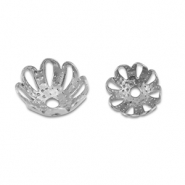 Fornituras Acero Inox tapones de cuentas flor Plateado