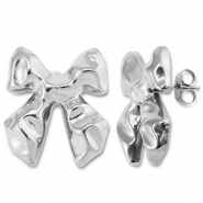 Pendientes Acero Inox lazo Plateado