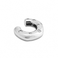 Pendientes ear cuff Acero Inox con zirc&oacute;n Plateado-cristal