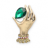 Broches mano Dorado-verde-multicolor