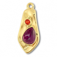 Colgantes met&aacute;licos DQ irregular Dorado (sin n&iacute;quel)-p&uacute;rpura-rojo