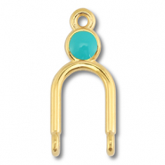 Colgantes metálicos DQ entrepieza Dorado (sin níquel)-azul turquesa