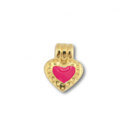 Colgantes met&aacute;licos DQ coraz&oacute;n Dorado (sin n&iacute;quel)-magenta