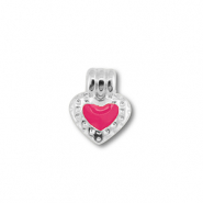 Colgantes met&aacute;licos DQ coraz&oacute;n Plateado vieja (sin n&iacute;quel)-magenta