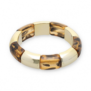 Pulseras de resina con estampado leopardo Dorado-transparente marr&oacute;n &aacute;mbar claro-negro