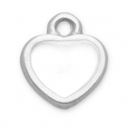 Colgantes Acero Inox coraz&oacute;n Plateado-blanco
