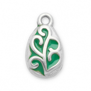 Colgantes Acero Inox hoja Plateado-verde