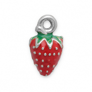 Colgantes Acero Inox fresa Plateado-rojo-verde