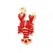 Colgantes Acero Inox langosta Dorado-rojo-negro