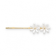 Accesorios para el pelo pasador para pelo margaritas Dorado-blanco