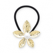 Accesorios para el pelo Coleteros para pelo con met&aacute;lico flor con imitaci&oacute;n de perla Dorado-negro-blanco