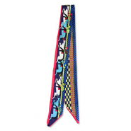Bandana Pa&ntilde;uelo con caballos Azul-rojo-amarillo